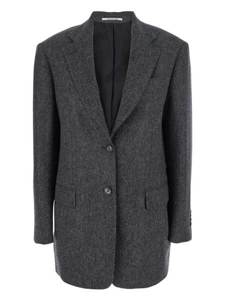 Sacouri Tagliatore Grey Single-Breasted Jacket With Notched Revers In Wool Woman GREY Femei (BM 19067160) 1