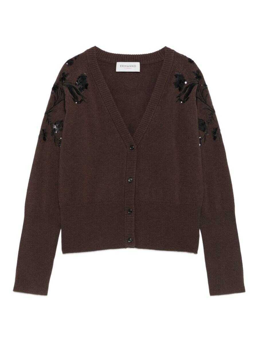 Cardigane ERMANNO FIRENZE Ermanno Firenze V-Necked Cardigan BROWN Femei (BM 19067424) 1