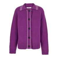 Cardigane Violet Cardigan With Spread Collar And Dropped Shoulders In Wool Blend Woman Femei