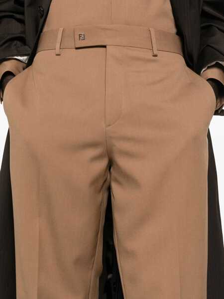 Pantaloni Fendi Fendi Gabardine Wool Trousers BROWN Barbati (BM 19067949) 5