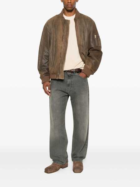 Geci Golden Goose Brown Jacket With Sleeve Pocket And Distressed Effects In Leather Man BROWN Barbati (BM 19068399) 2