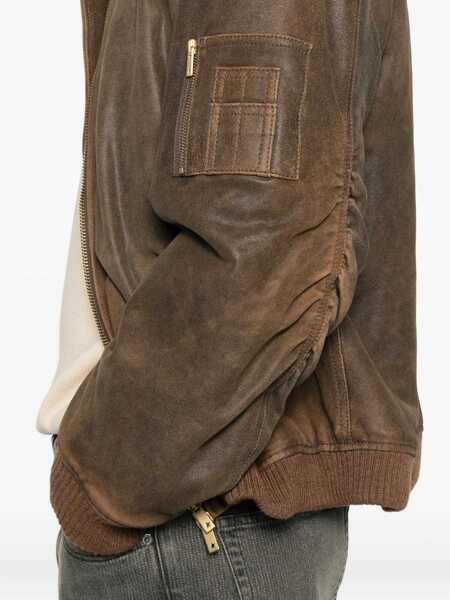 Geci Golden Goose Brown Jacket With Sleeve Pocket And Distressed Effects In Leather Man BROWN Barbati (BM 19068399) 5