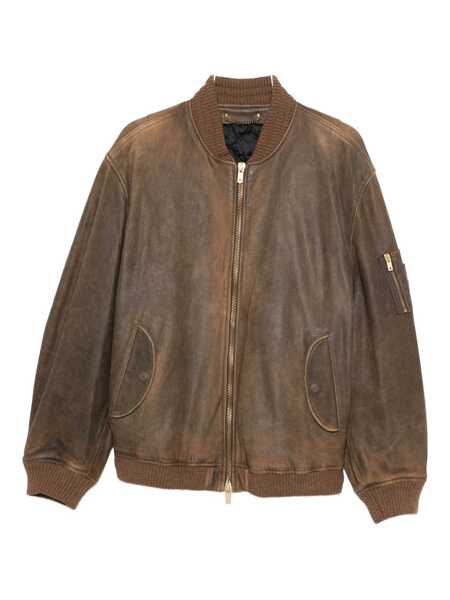 Geci Golden Goose Brown Jacket With Sleeve Pocket And Distressed Effects In Leather Man BROWN Barbati (BM 19068399) 1