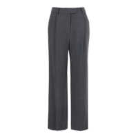 Pantaloni casual Grey Pants With Buckled Belt On The Rear And Wide Leg In Wool Blend Woman Femei