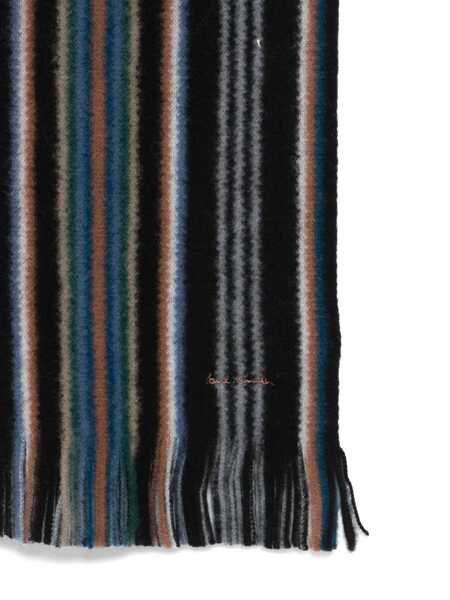 Esarfe Paul Smith Paul Smith Black Scarf In Wool With Stripes Black Barbati (BM 19069461) 2
