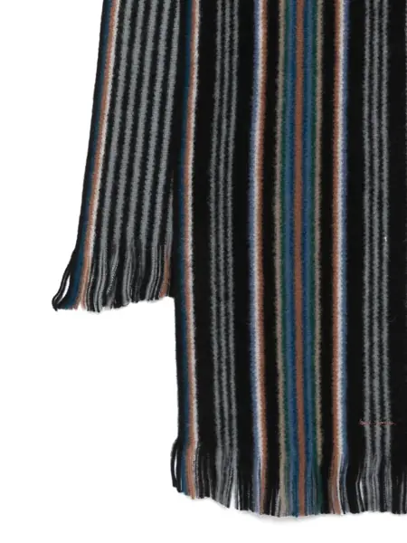 Esarfe Paul Smith Paul Smith Black Scarf In Wool With Stripes Black Barbati (BM 19069461) 3