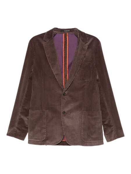 Sacouri Paul Smith Paul Smith Brown Ribbed Cotton Single-Breasted Blazer GREY Barbati (BM 19069464) 1