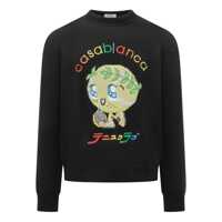 Pulovere Casablanca Casablanca Black Sweater With Multicolor Cartoon Embroidery Barbati