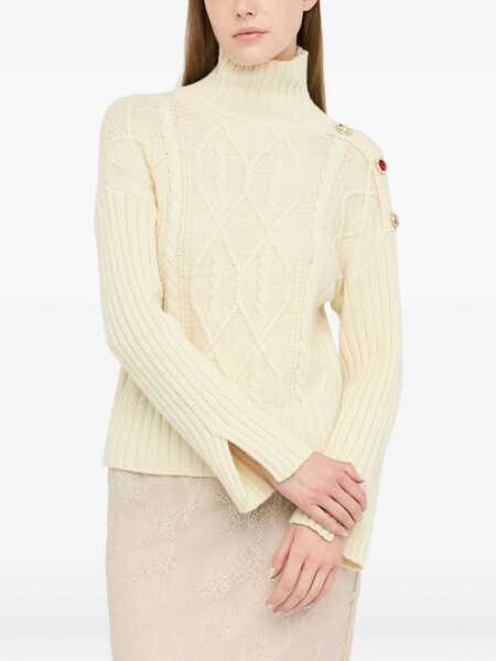 Pulovere Liu Jo Liu Jo Cream Color  Turtleneck Wool Sweater With A Knitted Pattern Beige Femei (BM 19069725) 3