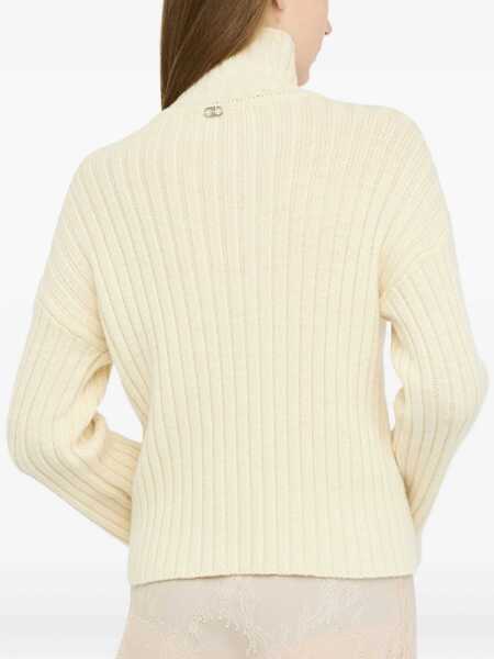 Pulovere Liu Jo Liu Jo Cream Color  Turtleneck Wool Sweater With A Knitted Pattern Beige Femei (BM 19069725) 4