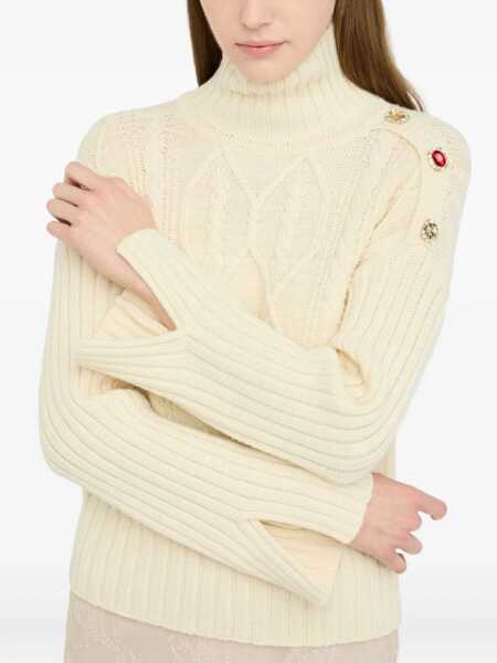 Pulovere Liu Jo Liu Jo Cream Color  Turtleneck Wool Sweater With A Knitted Pattern Beige Femei (BM 19069725) 5