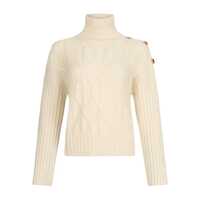 Pulovere Liu Jo Cream Color  Turtleneck Wool Sweater With A Knitted Pattern Femei