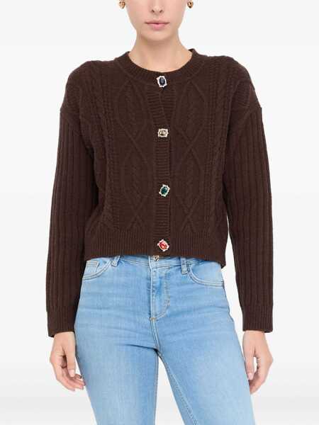 Cardigane Liu Jo Liu Jo Brown Knitted Wool Cardigan With Jewel Buttons BROWN Femei (BM 19069728) 3