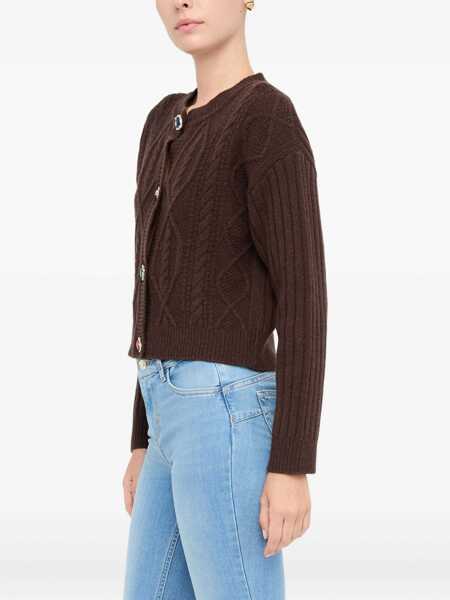 Cardigane Liu Jo Liu Jo Brown Knitted Wool Cardigan With Jewel Buttons BROWN Femei (BM 19069728) 4