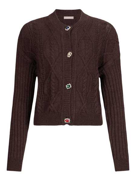 Cardigane Liu Jo Liu Jo Brown Knitted Wool Cardigan With Jewel Buttons BROWN Femei (BM 19069728) 1