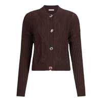 Cardigane Liu Jo Brown Knitted Wool Cardigan With Jewel Buttons Femei
