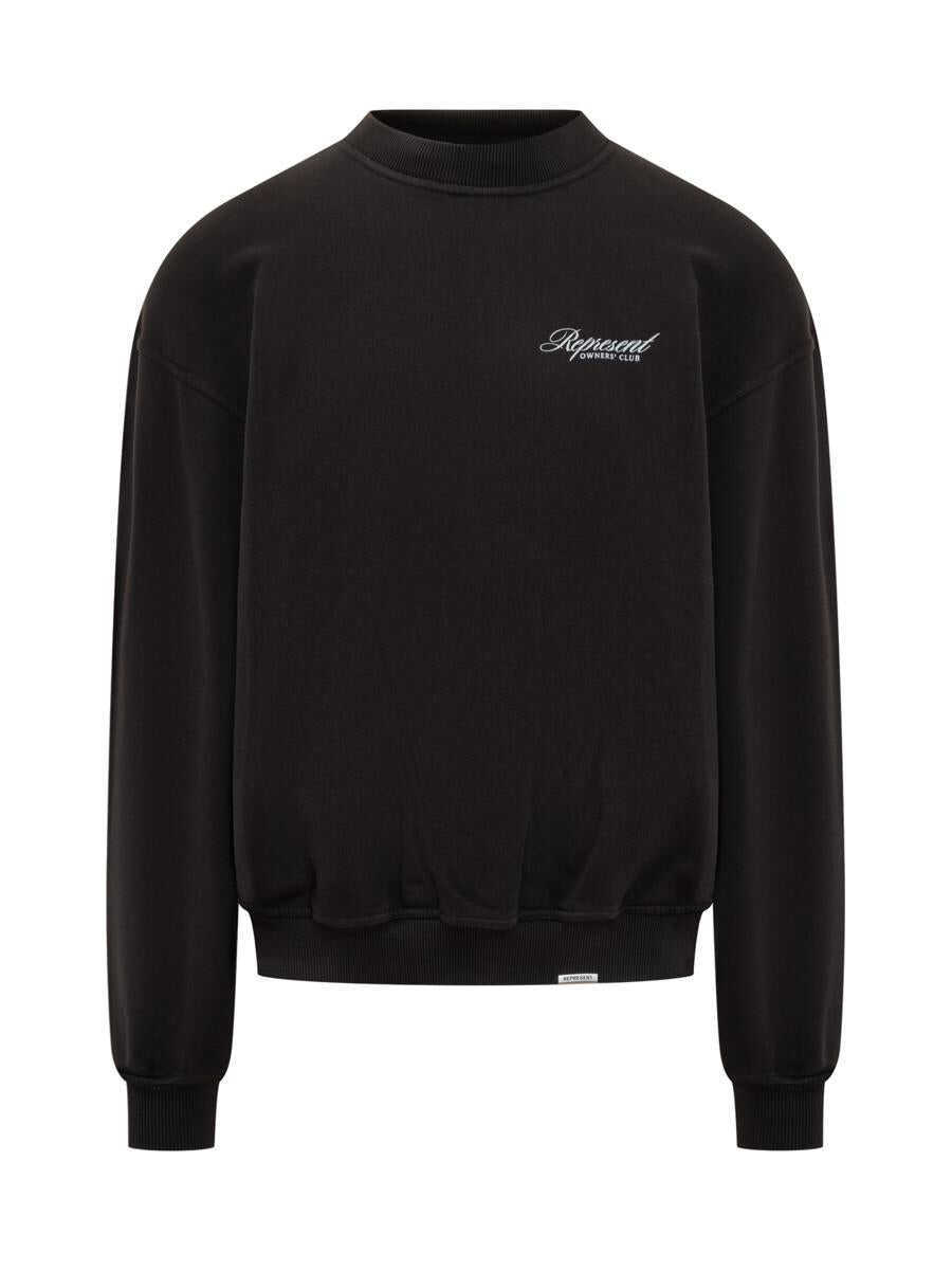 Pulovere REPRESENT Represent Represent Black Sweatshirt With Embroidered Logo Black Barbati (BM 19070136) 1