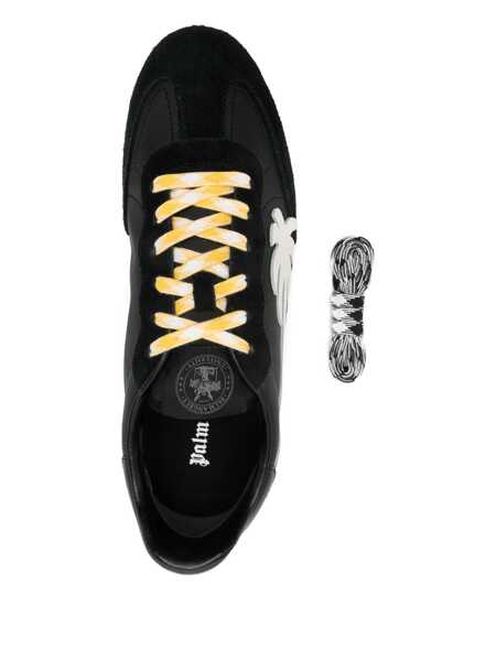 Sneakers Palm Angels Pa 5 Black Low Top Sneakers With Logo Patch On The Tongue And Contrasting Heel With Logo In Leather Man Black Barbati (BM 19070376) 4