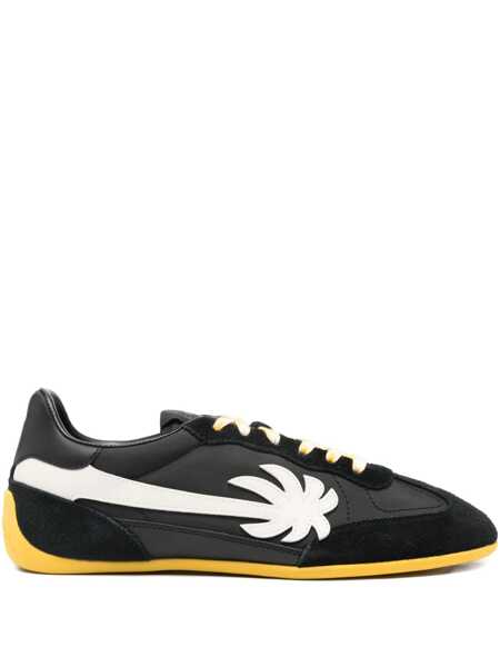 Sneakers Palm Angels Pa 5 Black Low Top Sneakers With Logo Patch On The Tongue And Contrasting Heel With Logo In Leather Man Black Barbati (BM 19070376) 1