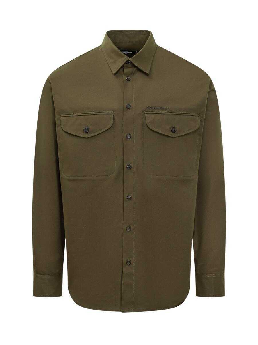 Camasi DSQUARED2 DSQUARED2 Dsquared2 Cotton Shirt With Front Pockets GREEN Barbati (BM 19070655) 1