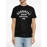 Tricouri DSQUARED2 pentru Barbati - Tricouri DSQUARED2 Black Crewneck T-Shirt With Logo Printed On The Front In Cotton Man Black Barbati (BM 19070709) - B-mall.ro
