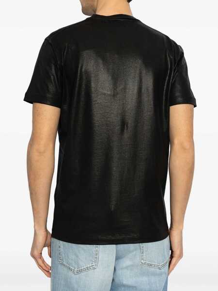 Tricouri DSQUARED2 Black Crewneck T-Shirt With Logo Printed On The Front In Cotton Man Black Barbati (BM 19070709) 4