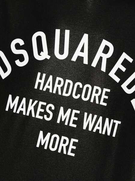 Tricouri DSQUARED2 Black Crewneck T-Shirt With Logo Printed On The Front In Cotton Man Black Barbati (BM 19070709) 5