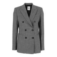 Sacouri Grey Double-Breasted Jacket With Peak Revers In Wool Blend Woman Femei