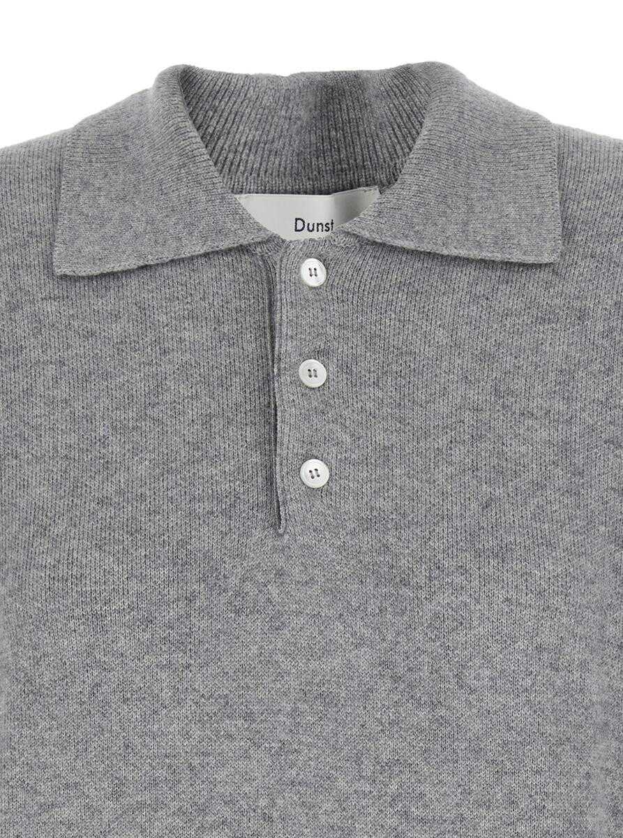 Pulovere DUNST Grey Sweater With Polo Collar And Ribbed Details In Cashmere Woman GREY Femei (BM 19071030) 3