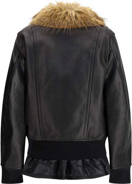 Geci de piele Sacai Leather Jacket with a Plush collar BLACK Femei (BM 19071856) 2