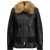 Sacai Leather Jacket with a Plush collar BLACK