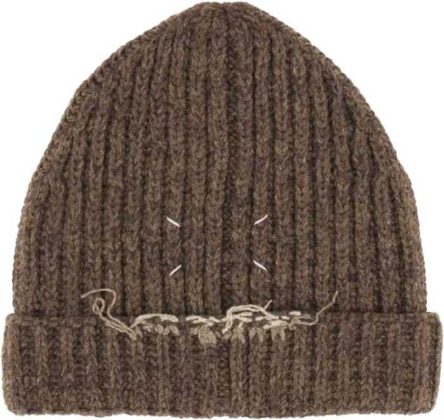 Caciuli Maison Margiela Wool And Cotton Blend Beanie BROWN Barbati (BM 19072249) 1
