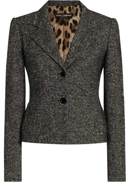 Sacouri office Dolce & Gabbana Single-Breasted Jacket In Wool Blend Dot GREY Femei (BM 19072258) 1