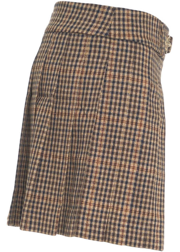 Fuste scurte Liu Jo White Pleated mini skirt Brown Femei (BM 19072315) 3