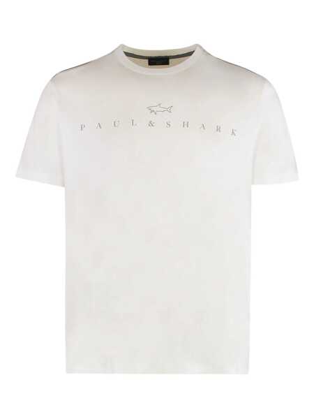 Tricouri Paul&Shark Paul & Shark T-Shirt In Cotton Jersey With Logo Print WHITE Barbati (BM 19072914) 1
