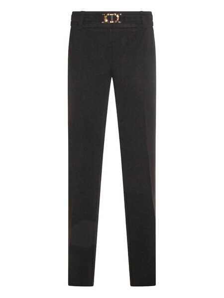 Pantaloni casual TWINSET Black Pants With Belt With Buckle And Belt Loops In Viscose Blend Stretch Woman Black Femei (BM 19073226) 2