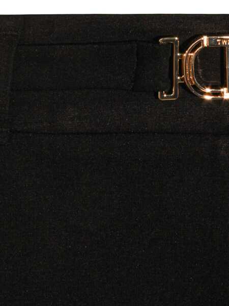 Pantaloni casual TWINSET Black Pants With Belt With Buckle And Belt Loops In Viscose Blend Stretch Woman Black Femei (BM 19073226) 3