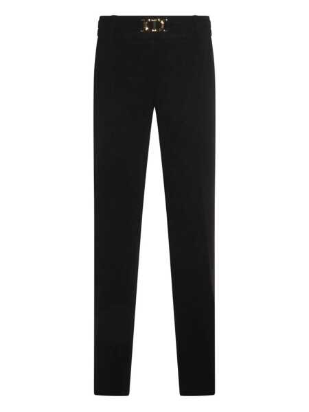 Pantaloni casual TWINSET Black Pants With Belt With Buckle And Belt Loops In Viscose Blend Stretch Woman Black Femei (BM 19073226) 1