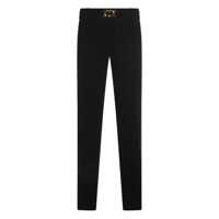 Pantaloni casual Black Pants With Belt With Buckle And Belt Loops In Viscose Blend Stretch Woman Femei