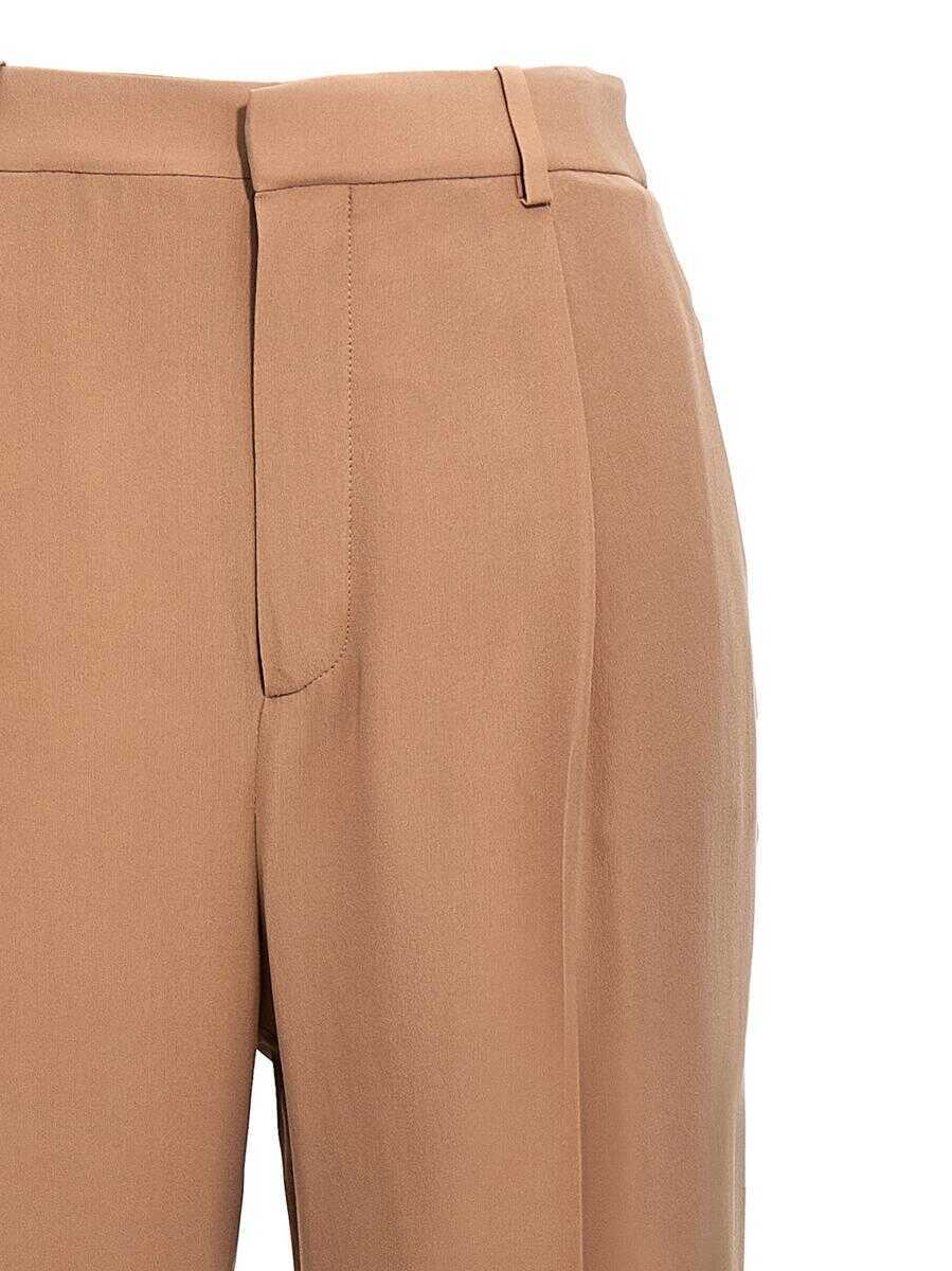 Pantaloni casual Saint Laurent Saint Laurent Crepe Silk Pants Beige Femei (BM 19074300) 3