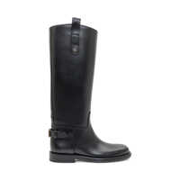 Bocanci Burberry Burberry Tall Black Leather Boots With Buckle Femei