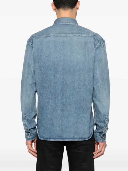 Camasi de blugi Saint Laurent Saint Laurent Cassandre Denim Shirt Navy Barbati (BM 19074426) 4