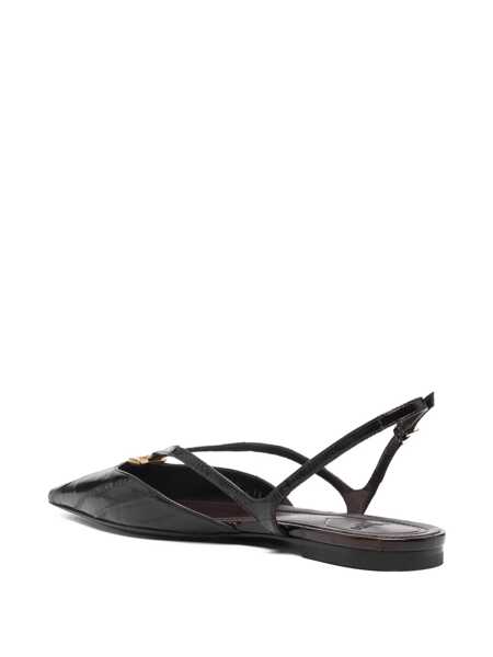 Balerini Fendi Fendi Fendi Ffolk Leather Slingback Ballets BROWN Femei (BM 19074465) 3