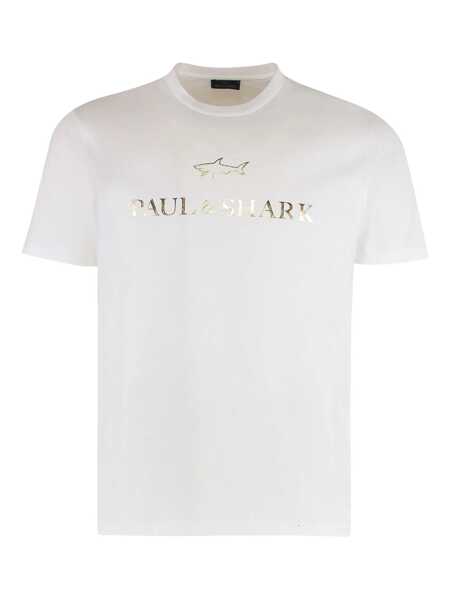 Tricouri Paul&Shark Paul & Shark T-Shirt In Cotton Jersey With Logo Print WHITE Barbati (BM 19074528) 1