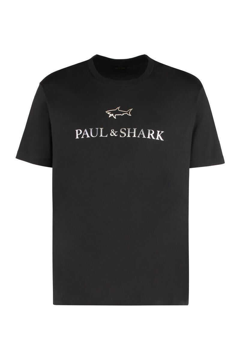 Tricouri Paul&Shark Paul & Shark T-Shirt In Cotton Jersey With Logo Print Black Barbati (BM 19074531) 1
