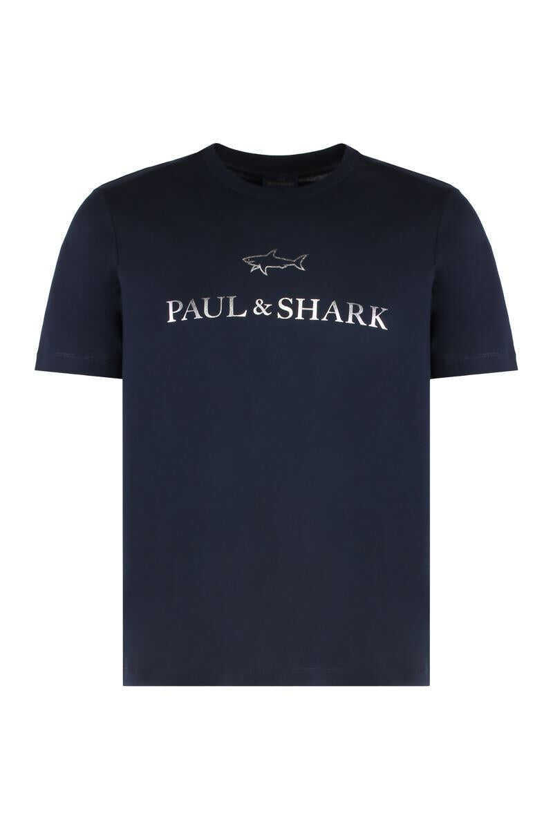Tricouri Paul&Shark Paul & Shark T-Shirt In Cotton Jersey With Logo Print BLUE Barbati (BM 19074540) 1