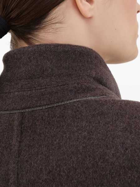 Paltoane Brunello Cucinelli Brown Double-Breasted Coat With Peak Revers And Front Belt In Wool And Cashmere Woman BROWN Femei (BM 19076109) 5