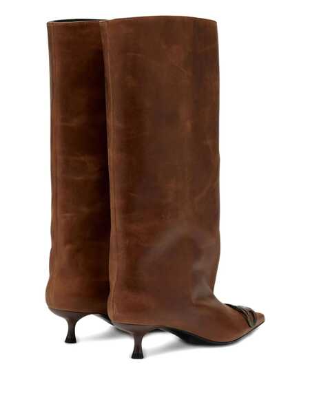 Bocanci Diesel Diesel Diesel Brown Leather High Boots With Kitten Heel And Pointed Toe BROWN Femei (BM 19077132) 5