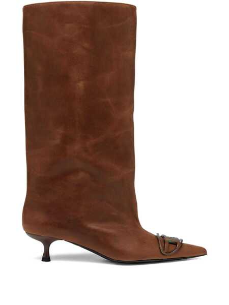 Bocanci Diesel Diesel Diesel Brown Leather High Boots With Kitten Heel And Pointed Toe BROWN Femei (BM 19077132) 1
