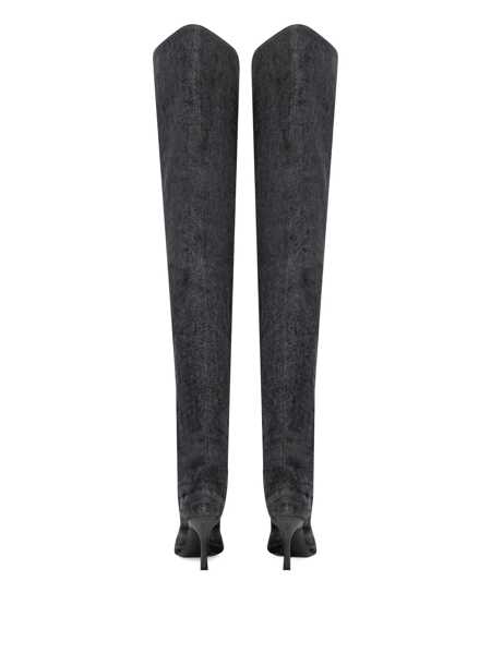 Bocanci Diesel Diesel Diesel High Boots In Black Denim With Stiletto Heel And Pointed Toe Black Femei (BM 19077135) 3